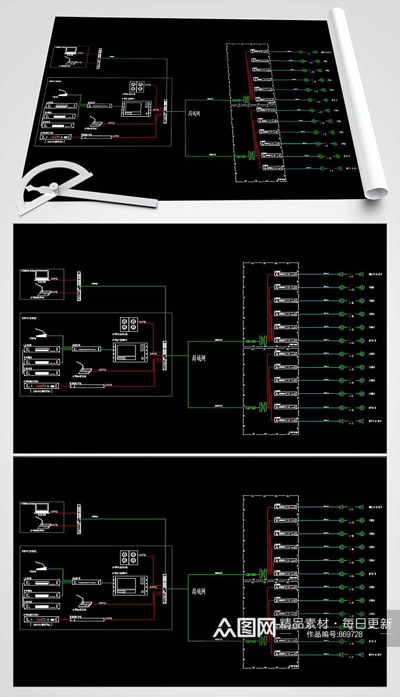背景音乐系统CAD平面图素材