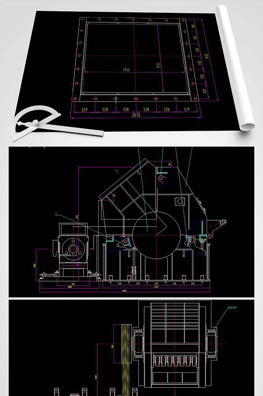 DPC1616单段锤式破碎机图纸总图-众图网