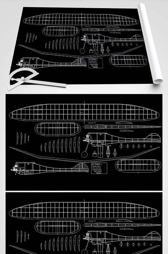 飞机玩具CAD平面图-众图网