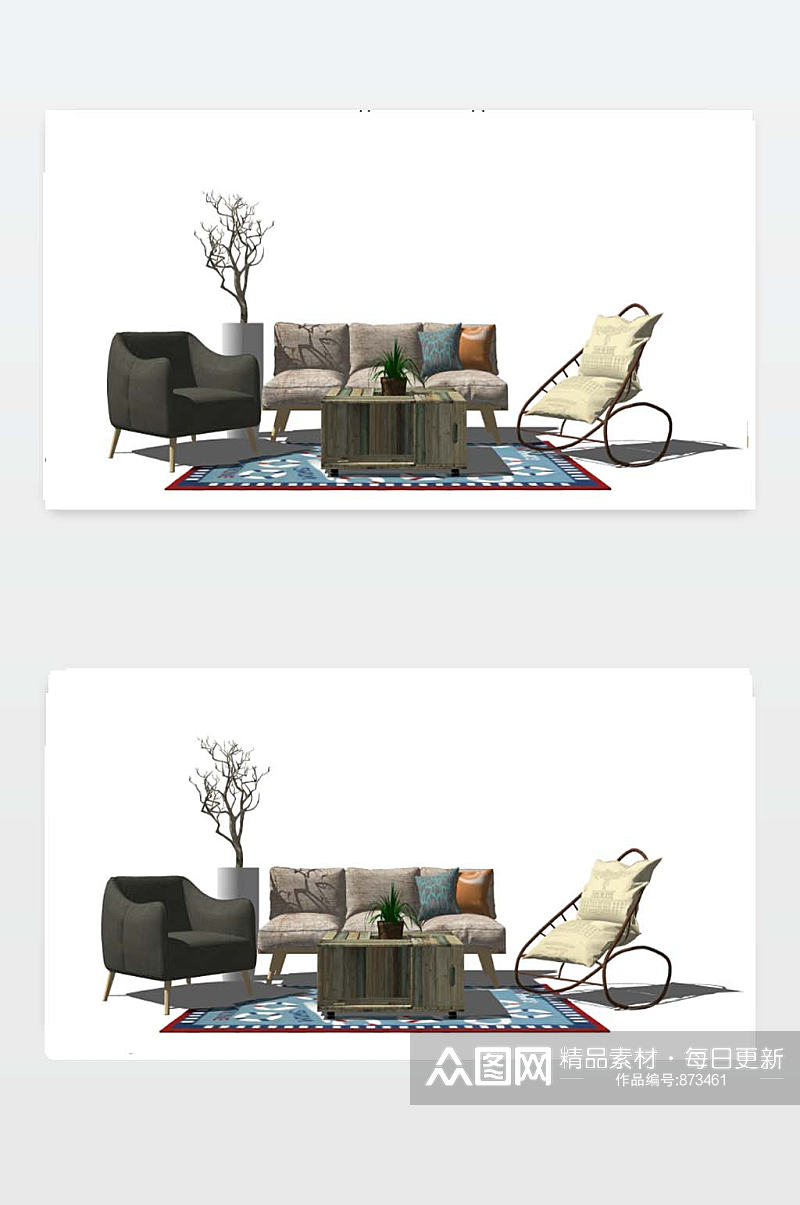 沙发3D模型下载素材