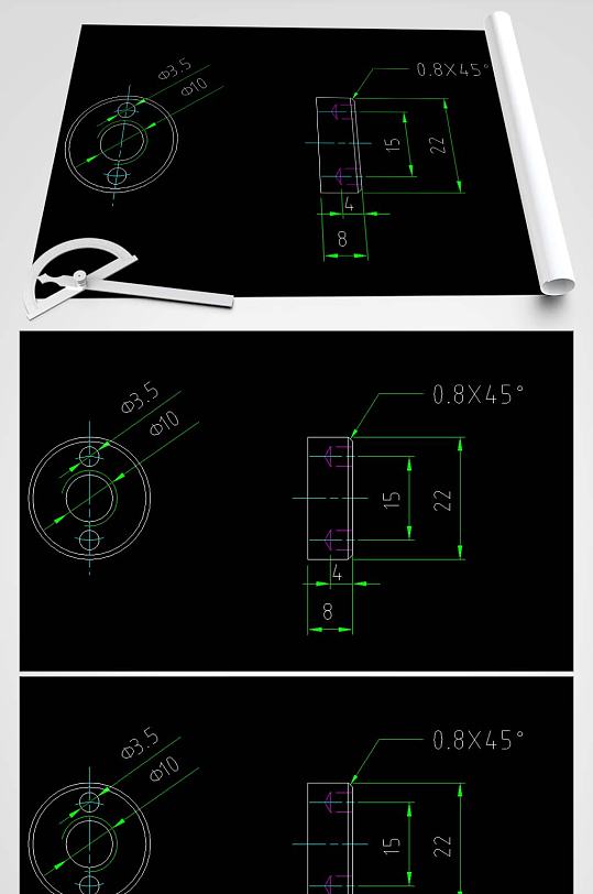 端面带孔圆螺母CAD-众图网