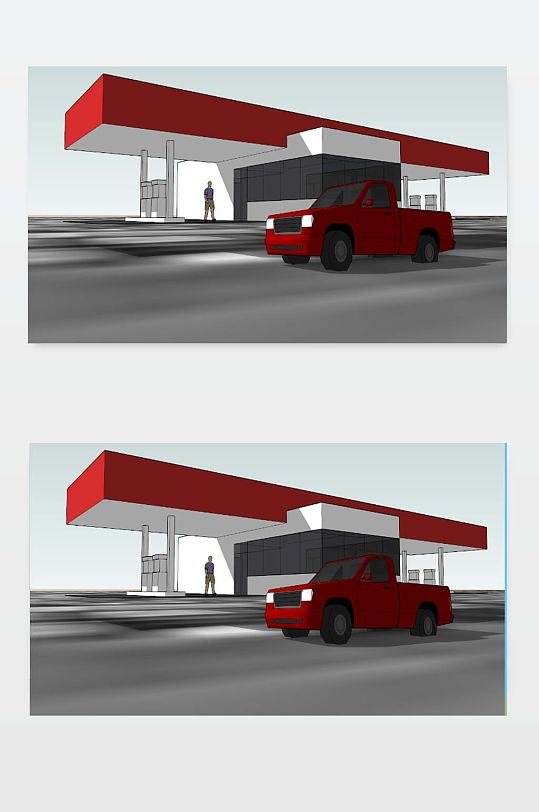 加油站SU模型下载-众图网