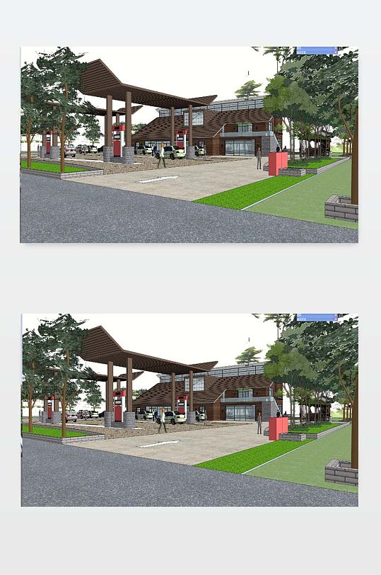 加油站模型SU下载-众图网