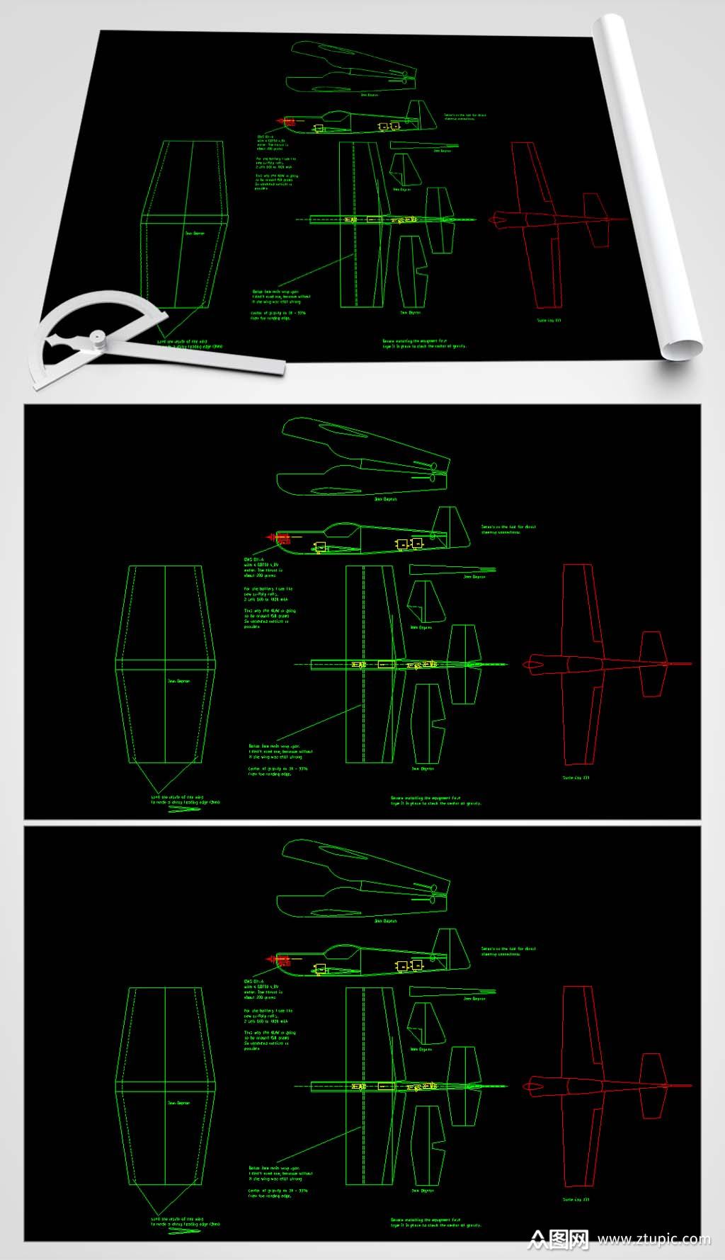 cad飞机玩具图纸