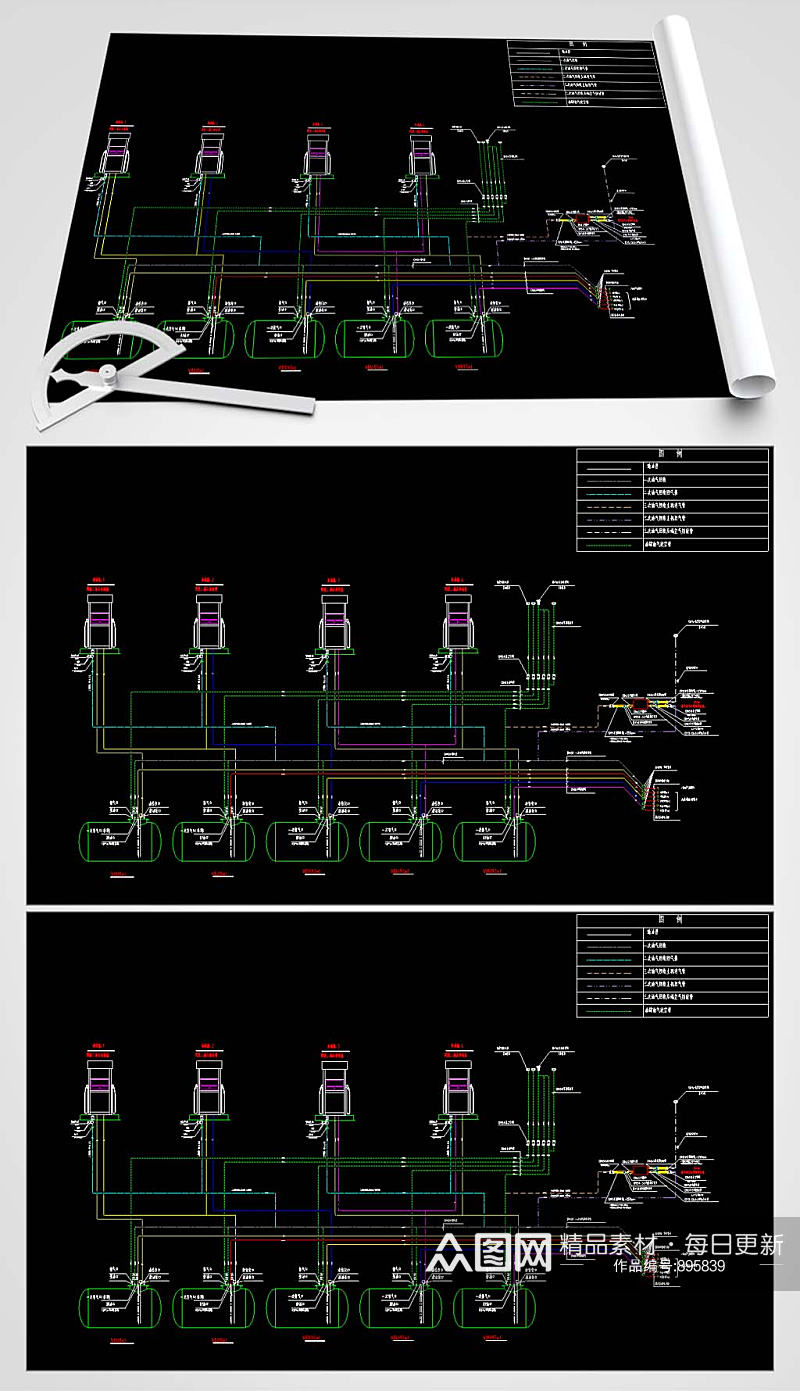 加油站CAD工艺流程图素材