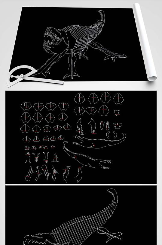 鳄鱼拼插玩具CAD平面图-众图网