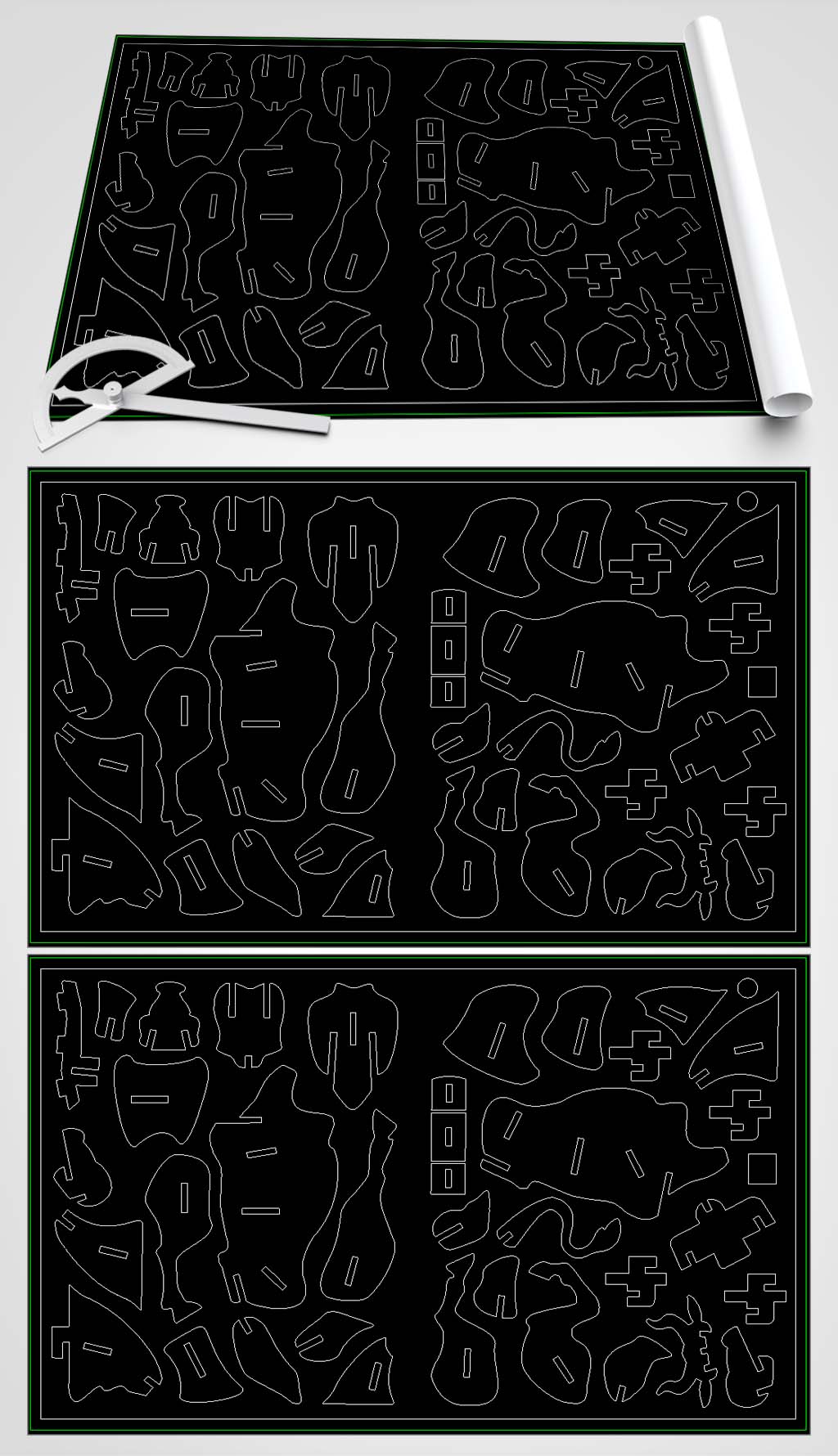 牛拼插玩具CAD图纸素材