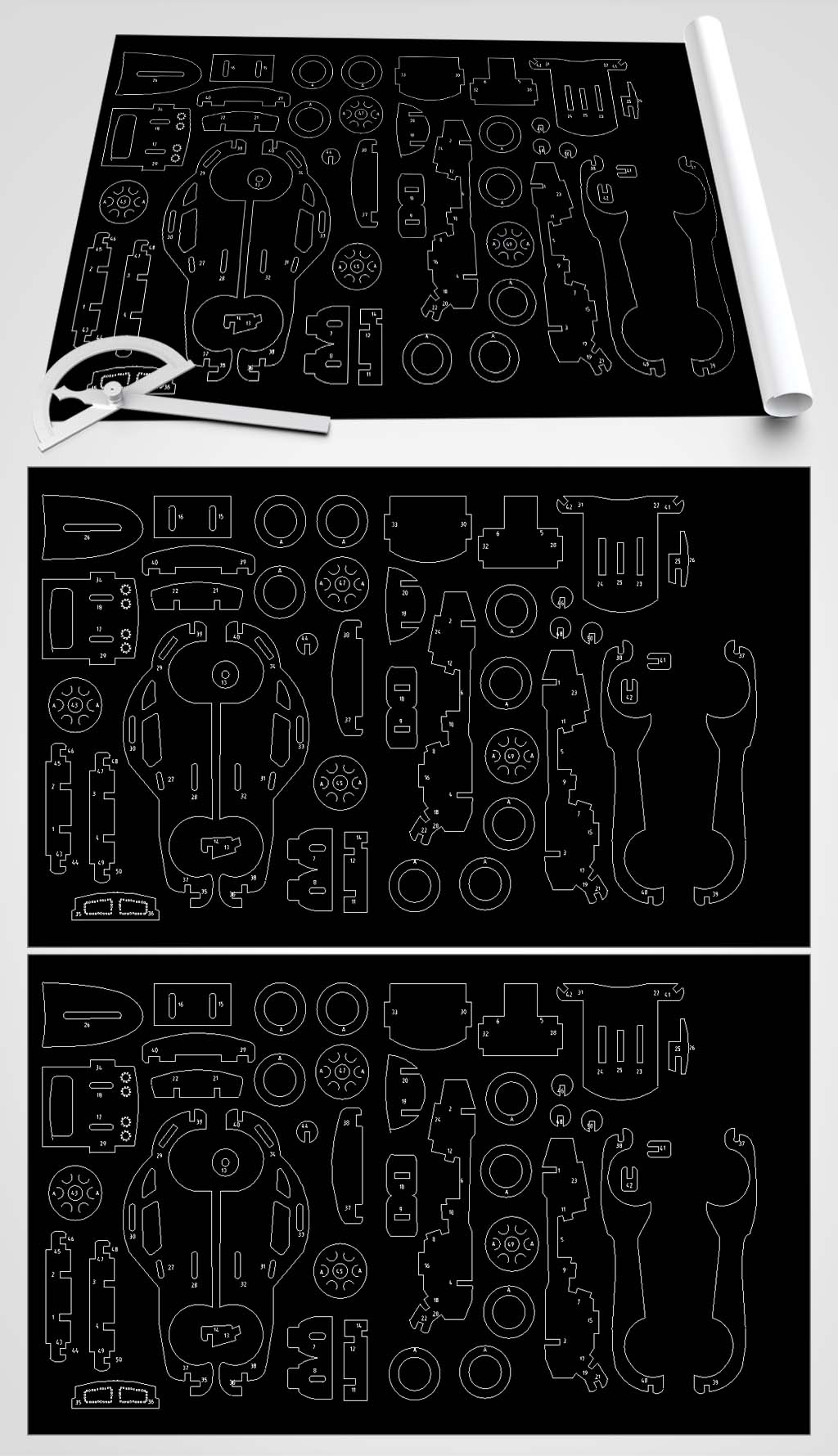 宝马车拼插玩具图纸素材