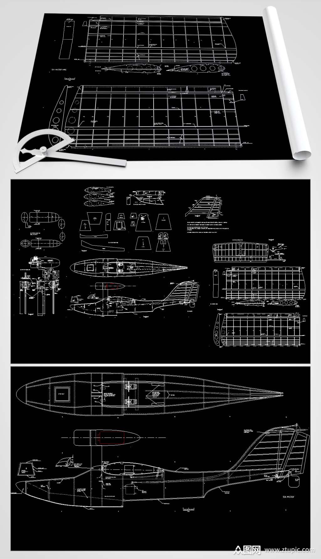 飞机拼插玩具cad图纸