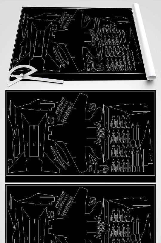 战斗机拼插玩具图纸-众图网