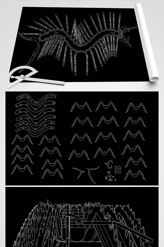 蜈蚣拼插玩具图纸-众图网