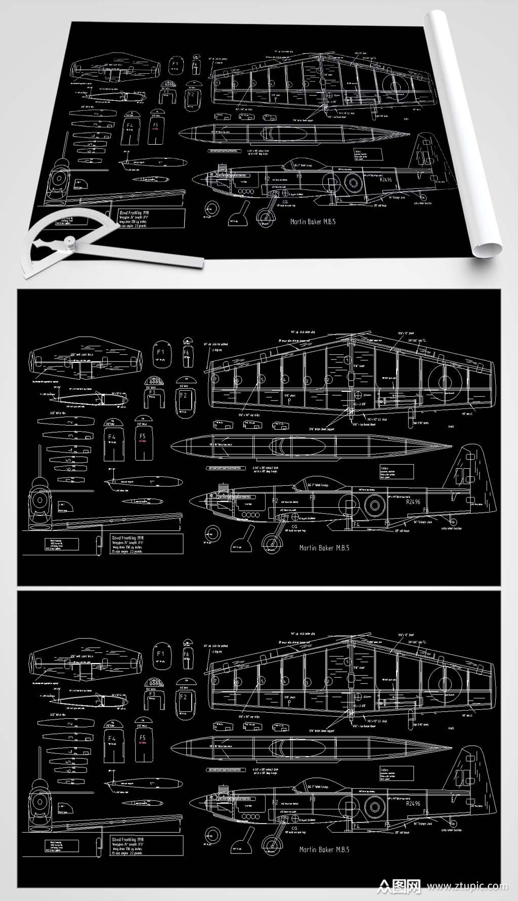 飞机拼插玩具图纸