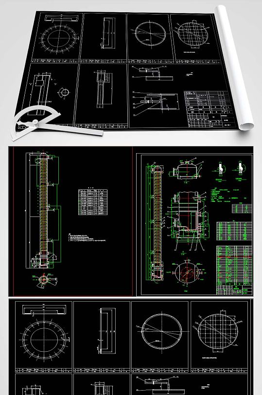 馏分塔CAD平面图-众图网
