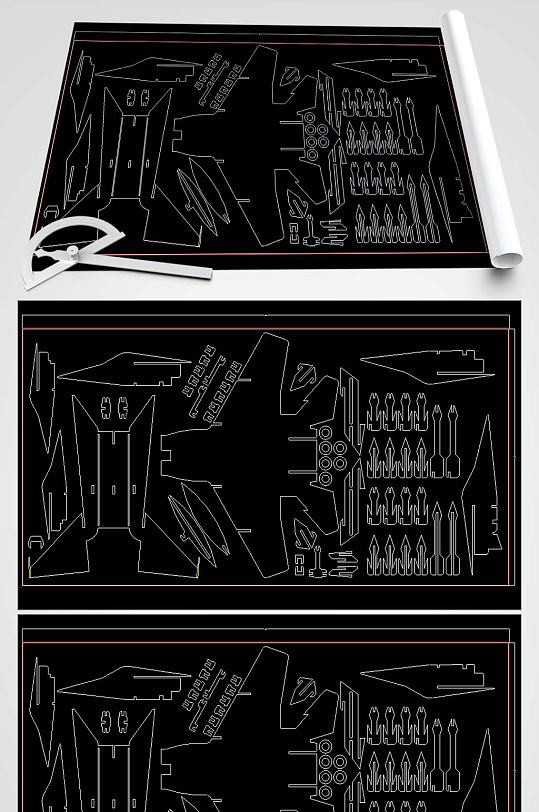 战斗机拼插玩具图纸-众图网