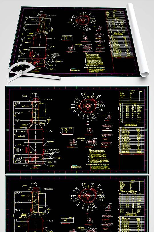 四效脱水塔装CAD图纸-众图网
