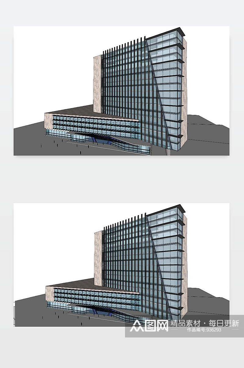 3D办公楼效果图下载素材