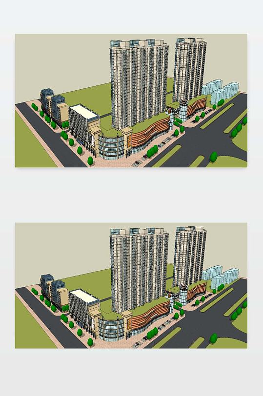 SU办公楼模型下载