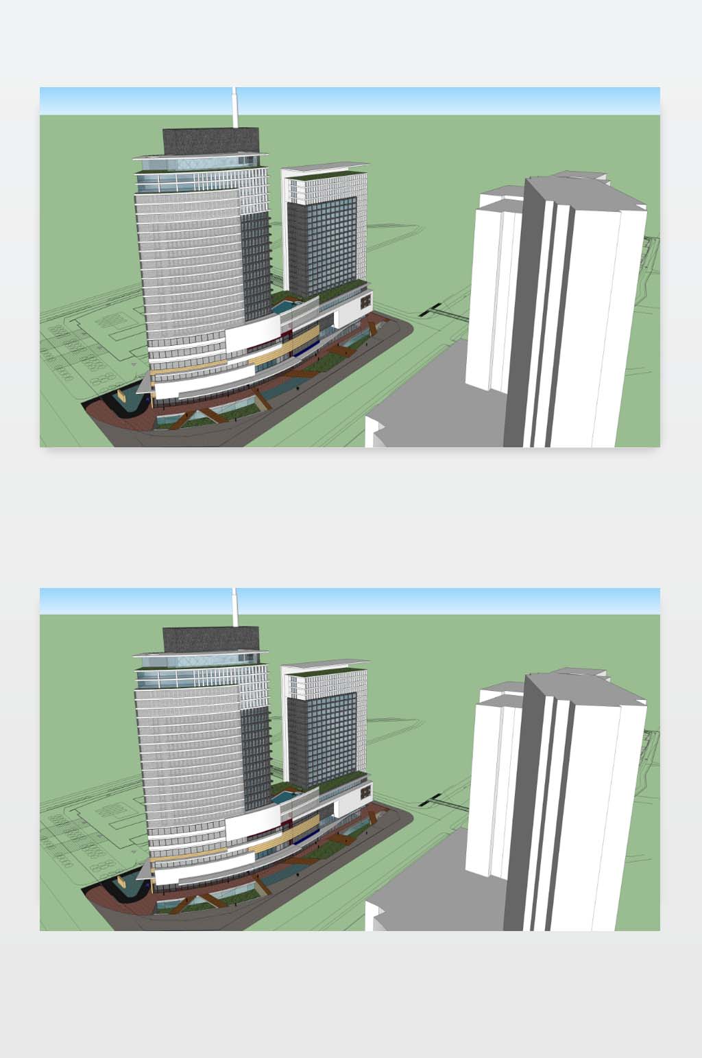 3D办公楼效果图素材