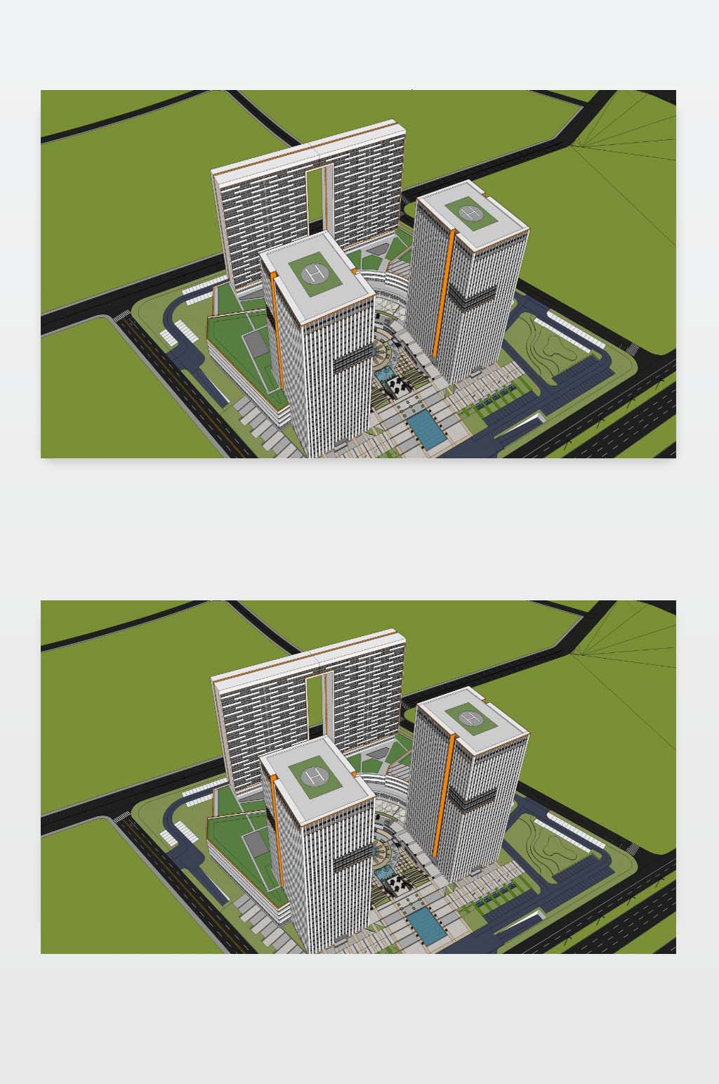 办公楼3D效果图素材
