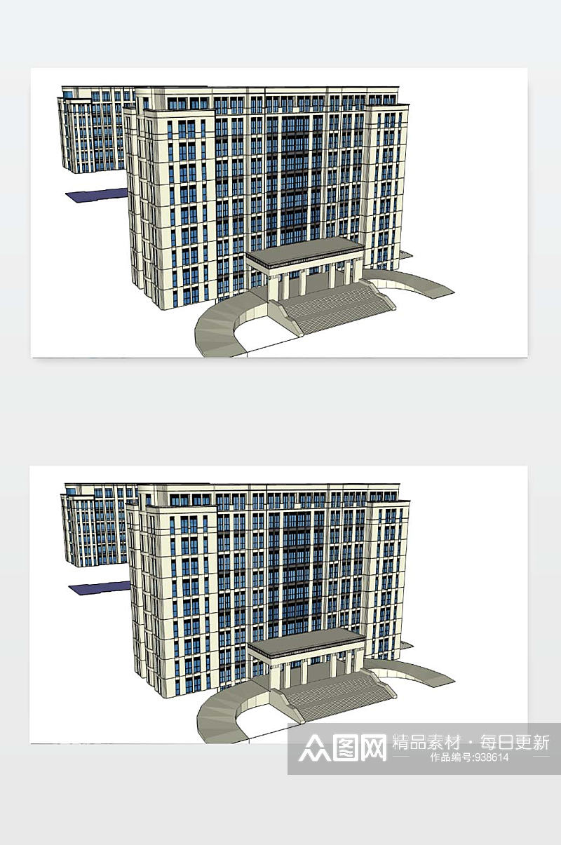 办公楼模型SU下载素材