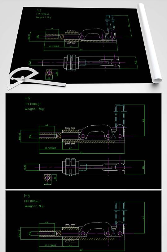 夹钳CAD设计图