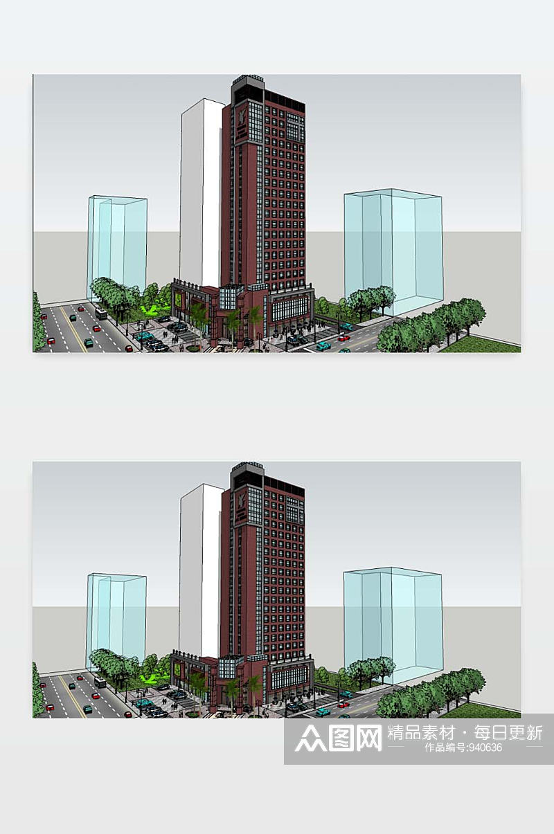 3D办公楼模型图下载素材