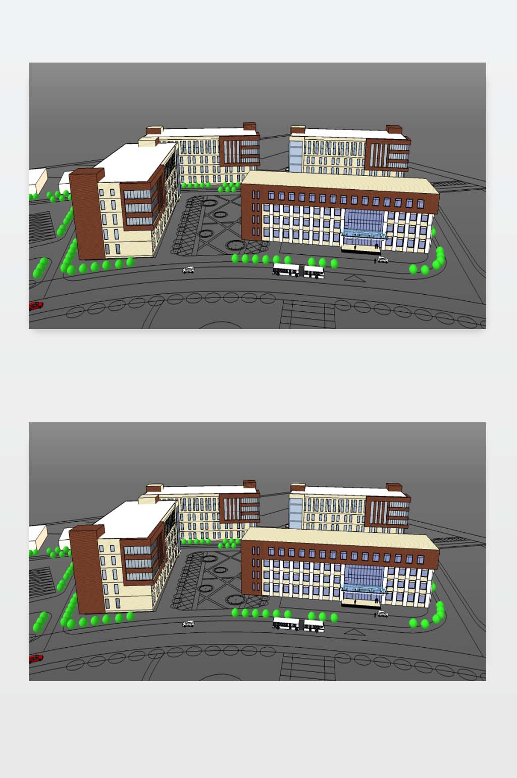 办公楼3D效果图素材