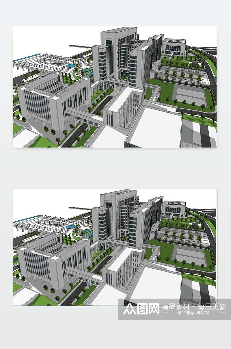 3D办公楼模型图素材