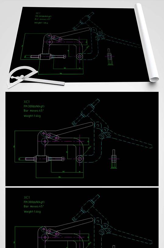 夹钳CAD设计详图