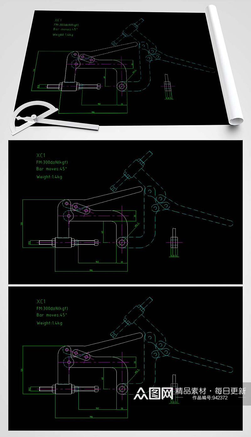 夹钳CAD设计详图素材