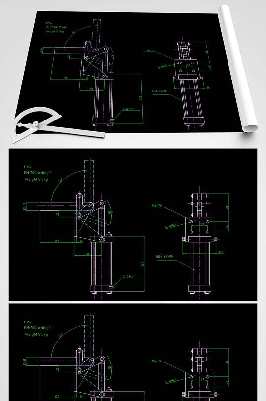夹钳CAD平面设计图-众图网