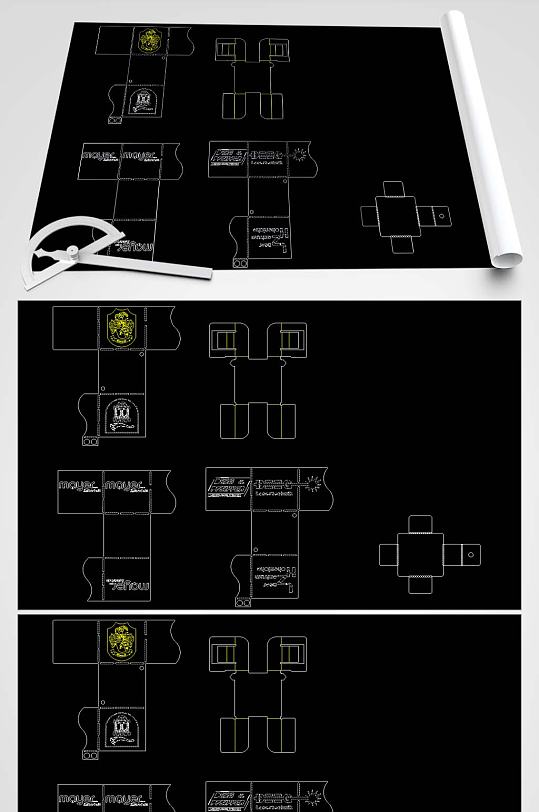 3D盒子CAD平面图