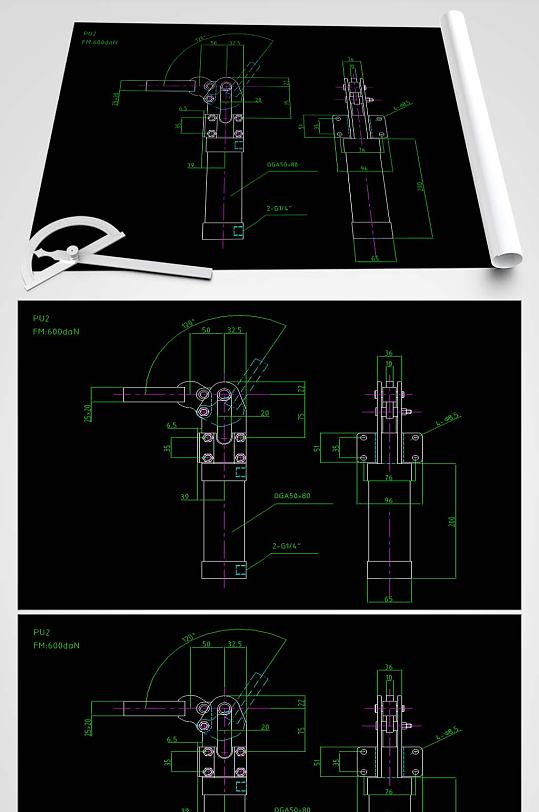 夹钳CAD设计图-众图网