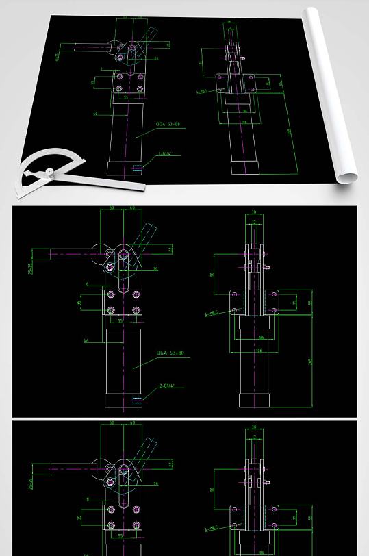 夹钳CAD平面设计图-众图网