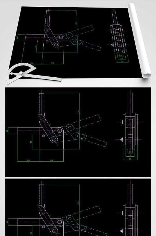CAD夹钳平面图-众图网