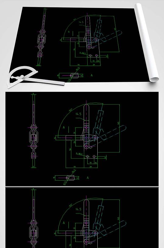 夹钳CAD平面图