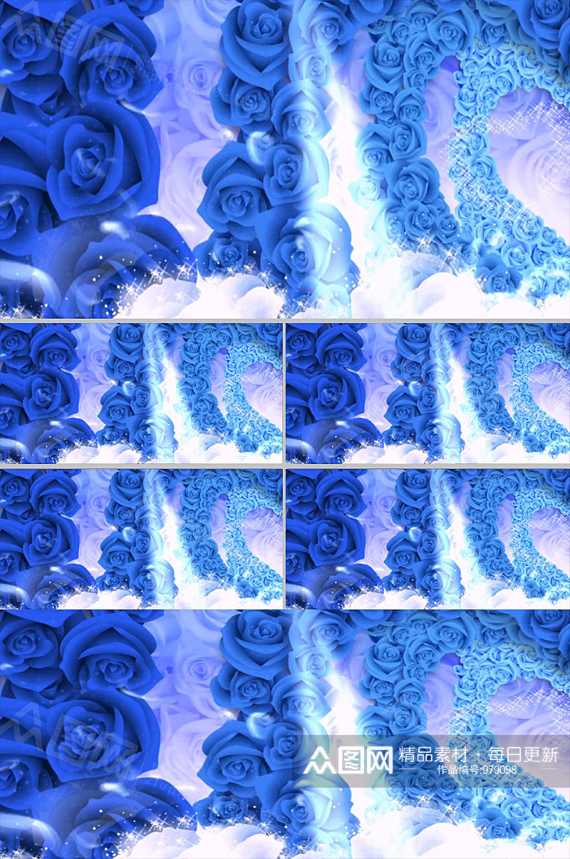 唯美蓝色玫瑰视频下载素材