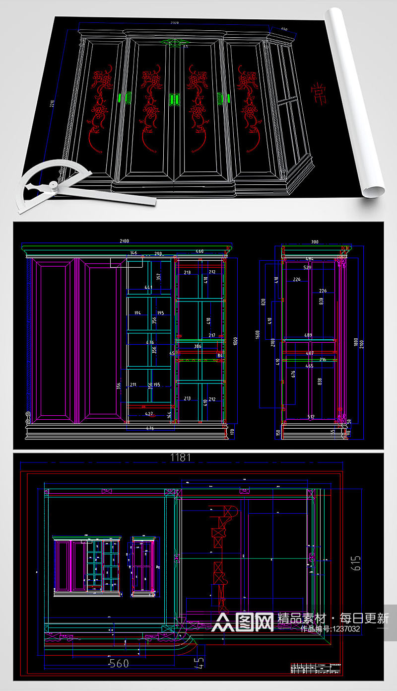 CAD衣柜平面设计图素材