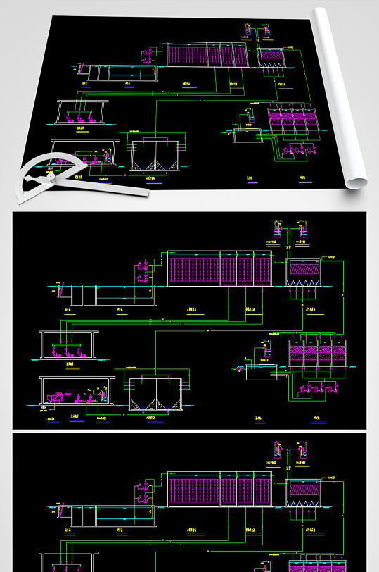洗水厂污水处理CAD流程图
