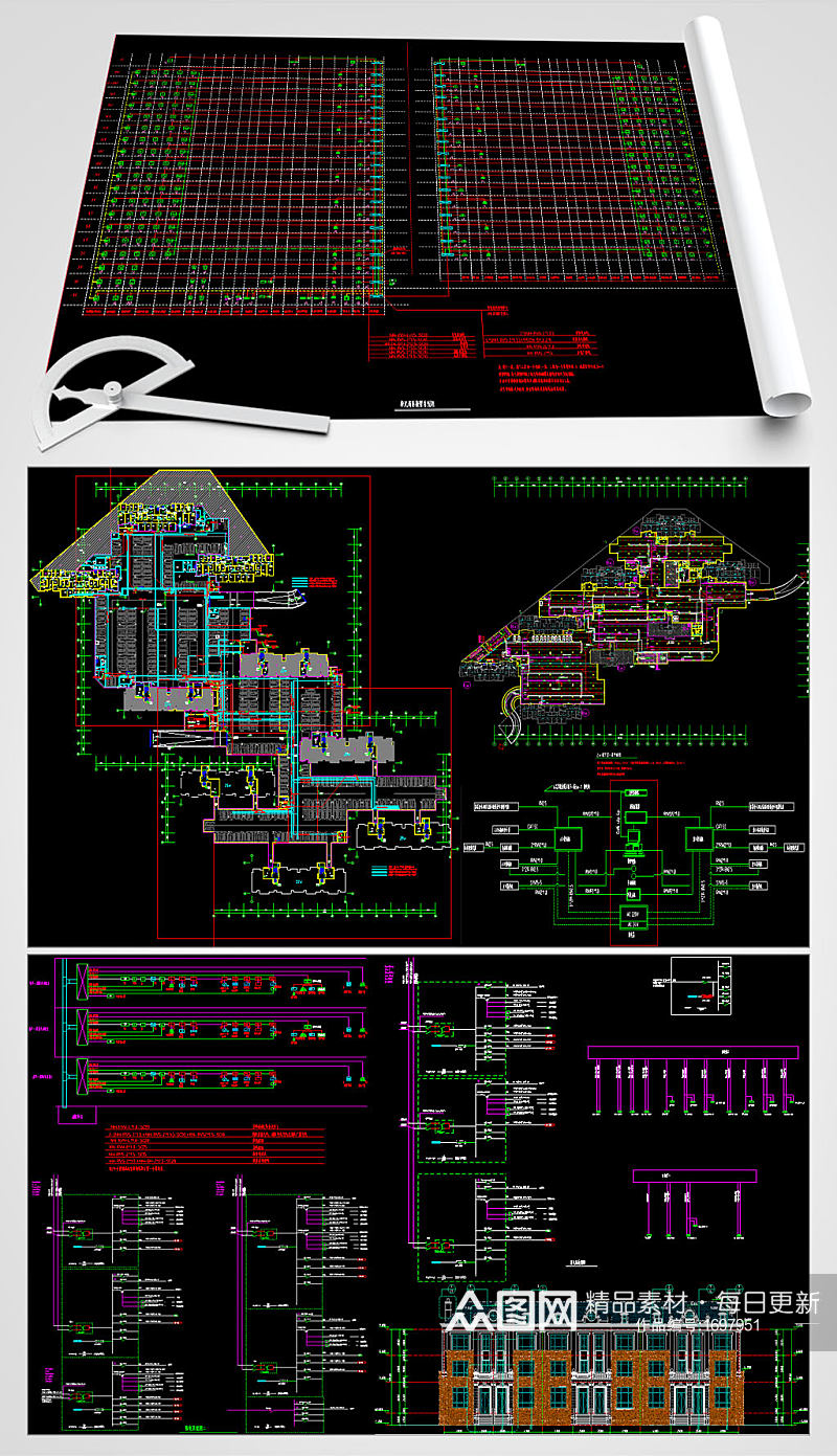 别墅电气CAD智能化系统图素材