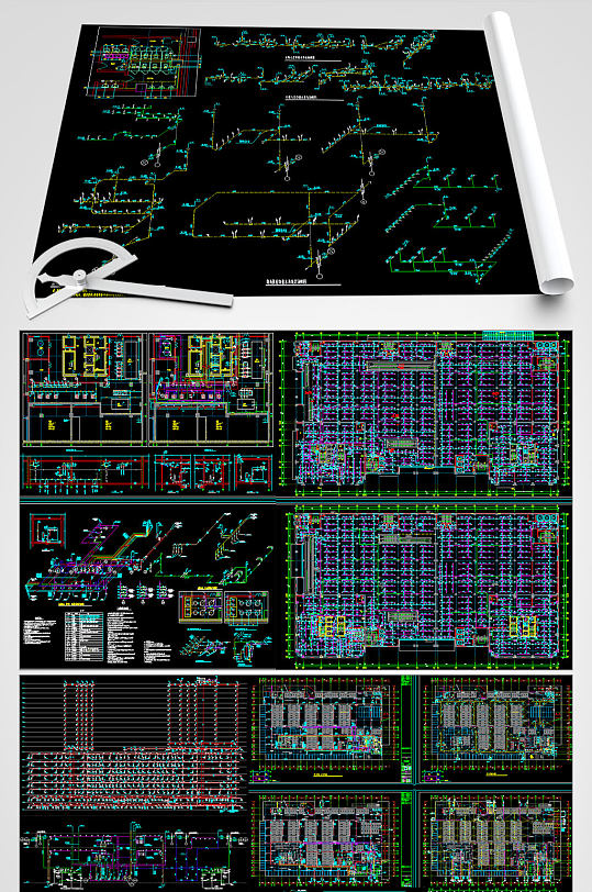 商业广场给排水CAD设计图-众图网