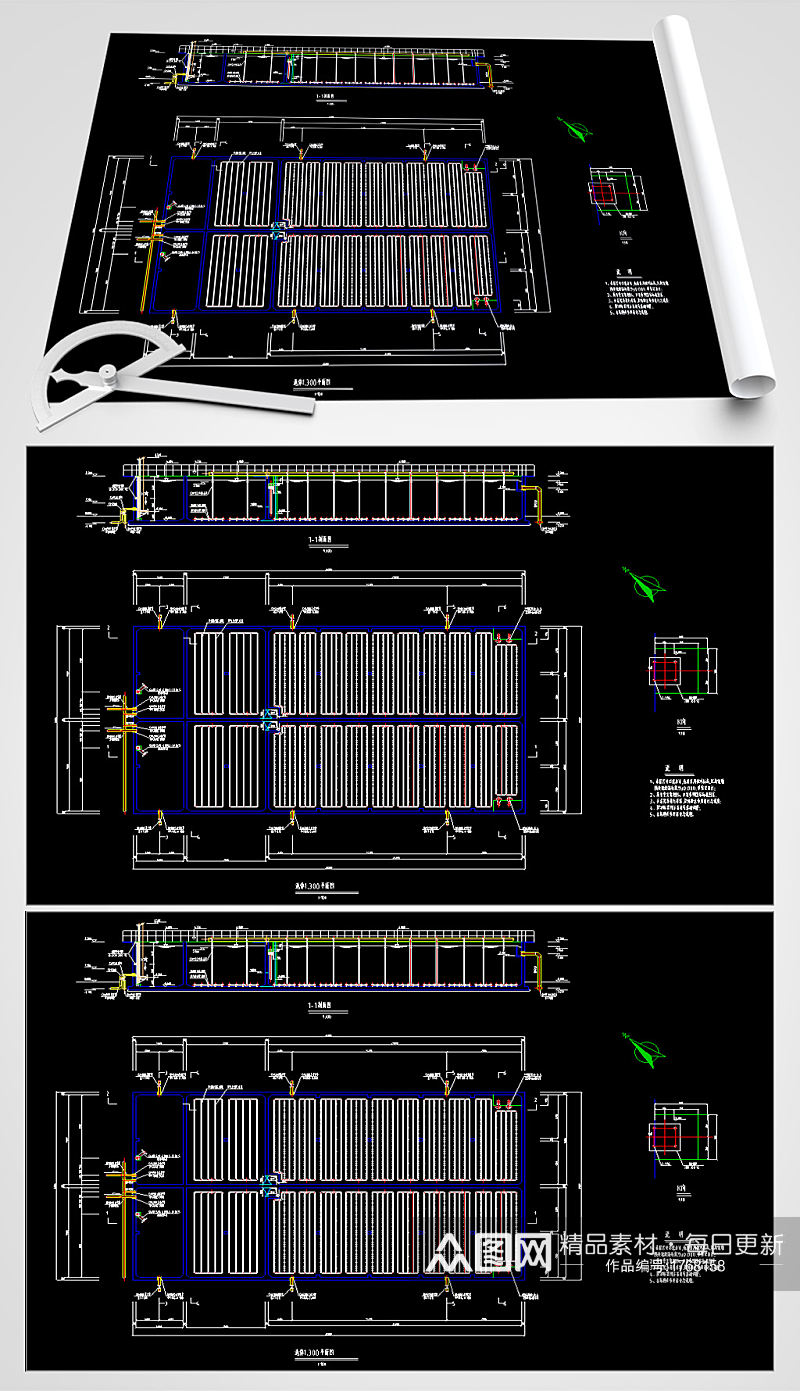 污水处理厂CAD平面设计图素材