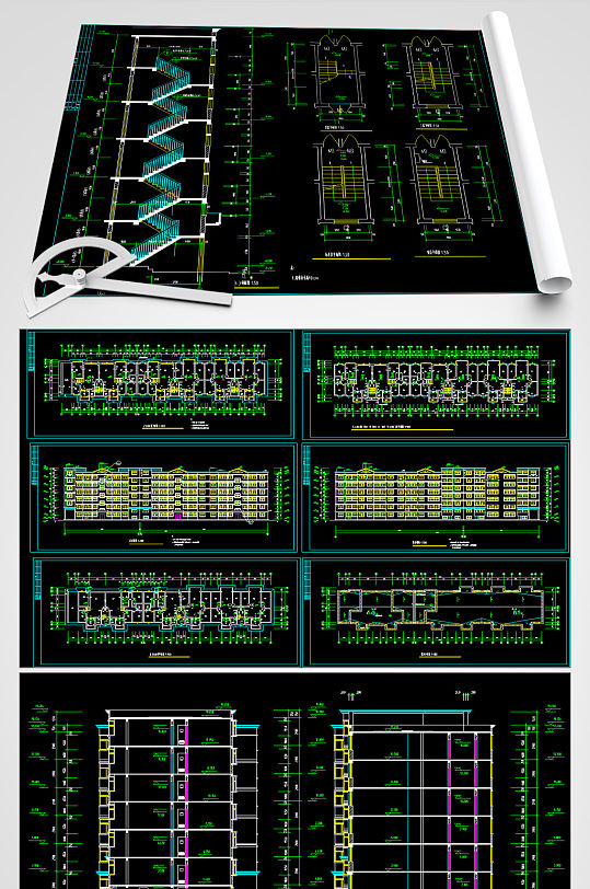 住宅楼CAD建筑设计图-众图网