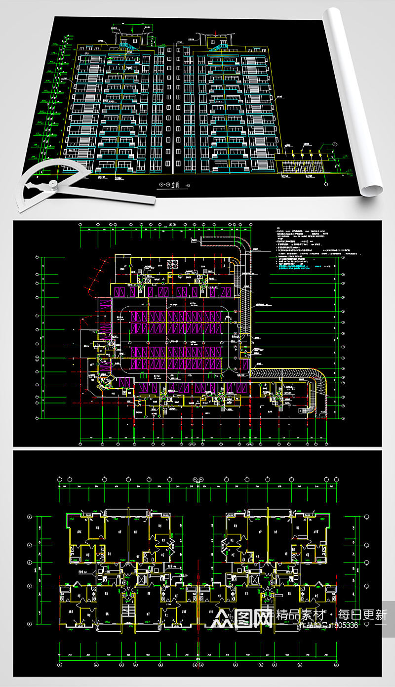 高层小区住宅CAD施工图素材