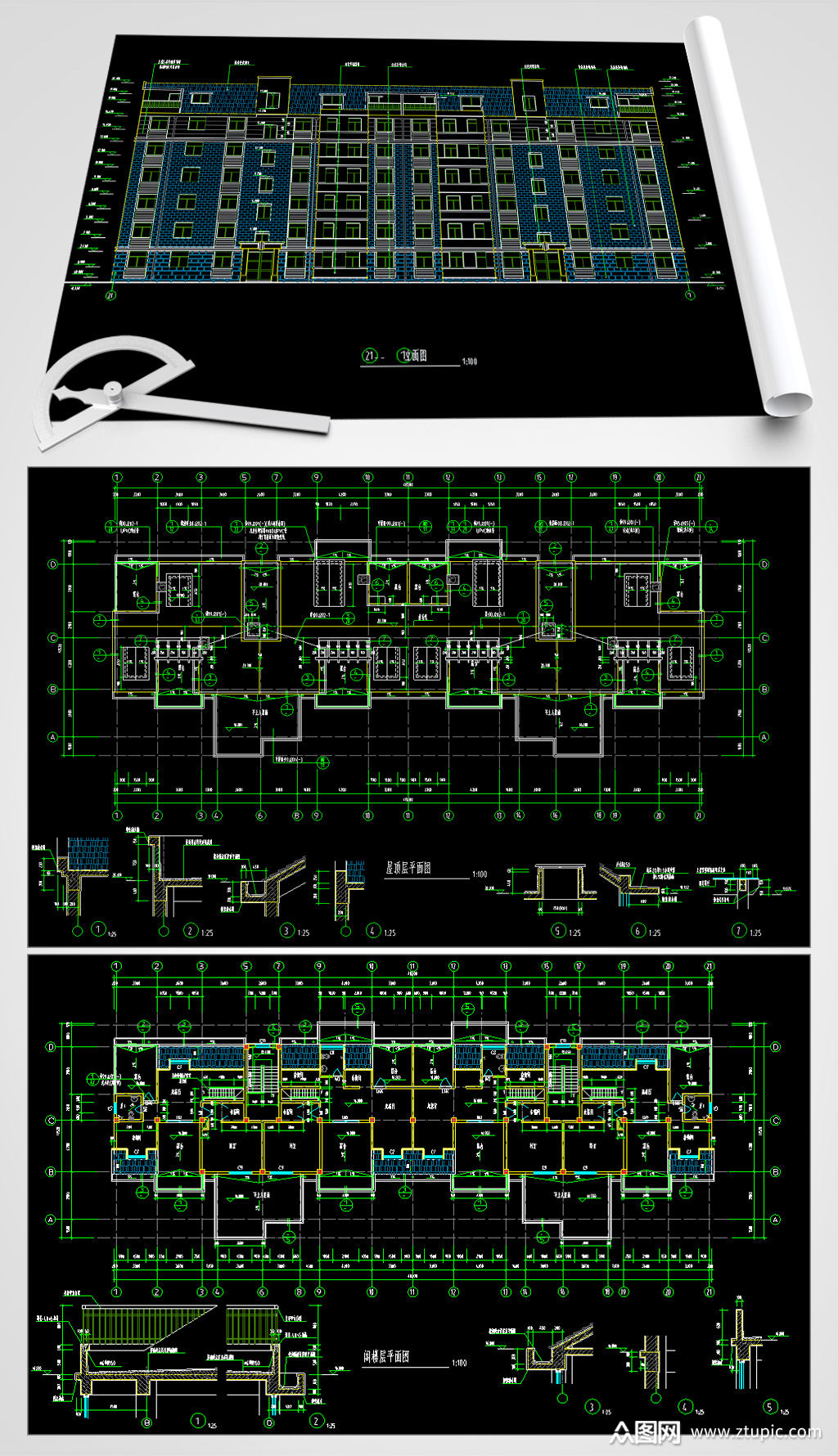 别墅住宅楼cad施工图模板下载-编号1822677-众图网