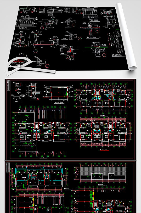 六层商住楼CAD建筑图-众图网