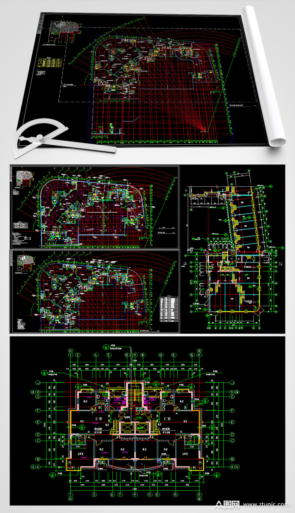 住宅小区建筑平面图素材