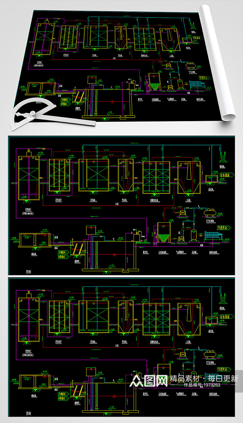 啤酒厂废水处理CAD工艺图素材
