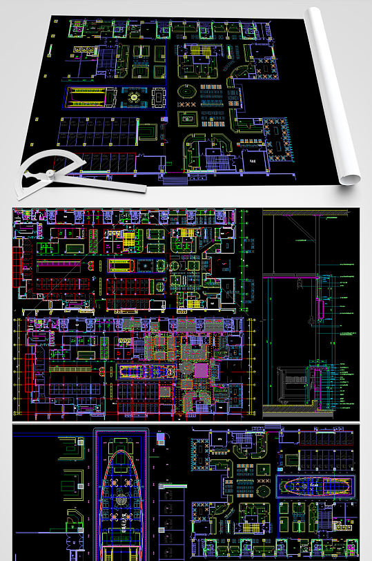 美食广场CAD平面设计图