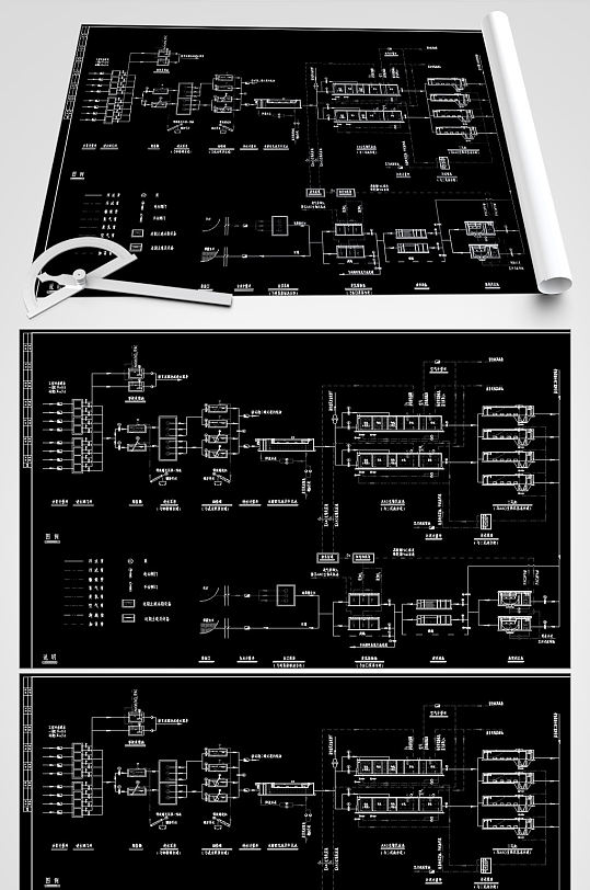 AAO生物反应处理工业污水工艺流程设计图-众图网